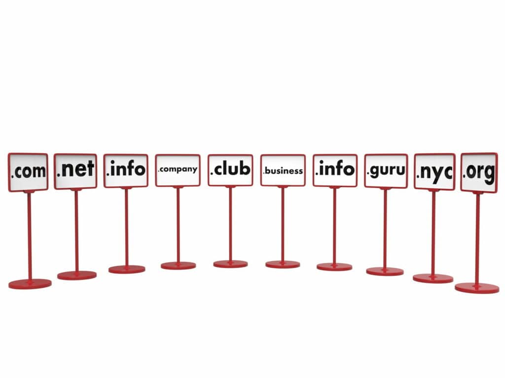 signs showing domain name endings